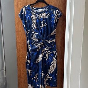 Liz Claiborne Navy and Beige Midi Dress